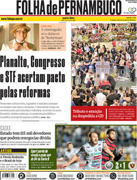 Capa do jornal Folha de Pernambuco 29/05/2019