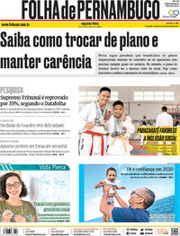 Capa do jornal Folha de Pernambuco 30/12/2019