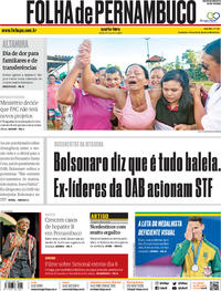 Capa do jornal Folha de Pernambuco 31/07/2019