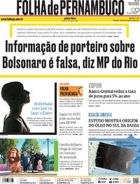 Capa do jornal Folha de Pernambuco 31/10/2019