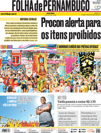 Capa do jornal Folha de Pernambuco 03/01/2020