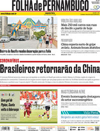 Capa do jornal Folha de Pernambuco 03/02/2020