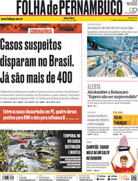 Capa do jornal Folha de Pernambuco 03/03/2020