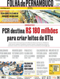 Capa do jornal Folha de Pernambuco 03/04/2020