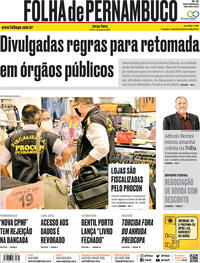Capa do jornal Folha de Pernambuco 04/08/2020