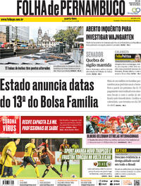 Capa do jornal Folha de Pernambuco 05/02/2020