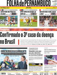 Capa do jornal Folha de Pernambuco 05/03/2020