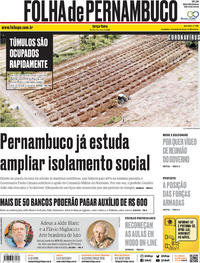 Capa do jornal Folha de Pernambuco 05/05/2020