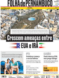 Capa do jornal Folha de Pernambuco 07/01/2020