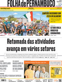 Capa do jornal Folha de Pernambuco 07/08/2020