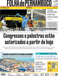 Capa do jornal Folha de Pernambuco 07/09/2020