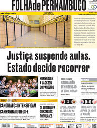 Capa do jornal Folha de Pernambuco 07/10/2020