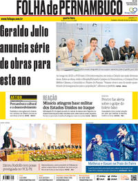 Capa do jornal Folha de Pernambuco 08/01/2020