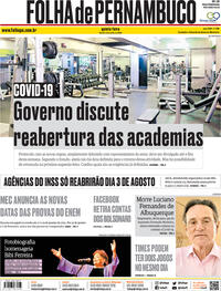 Capa do jornal Folha de Pernambuco 09/07/2020
