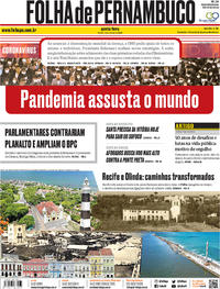 Capa do jornal Folha de Pernambuco 12/03/2020