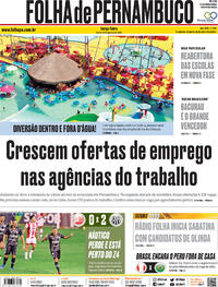 Capa do jornal Folha de Pernambuco 13/10/2020