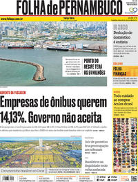 Capa do jornal Folha de Pernambuco 14/01/2020