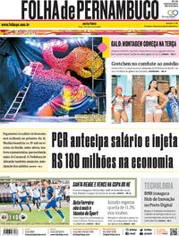 Capa do jornal Folha de Pernambuco 14/02/2020