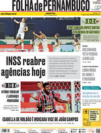 Capa do jornal Folha de Pernambuco 14/09/2020