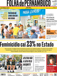 Capa do jornal Folha de Pernambuco 16/01/2020