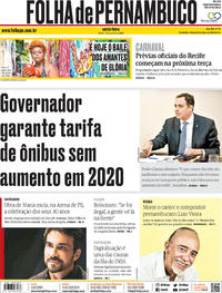 Capa do jornal Folha de Pernambuco 17/01/2020