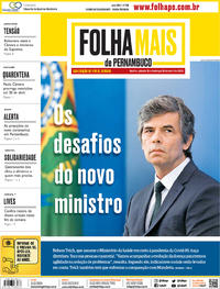 Capa do jornal Folha de Pernambuco 18/04/2020