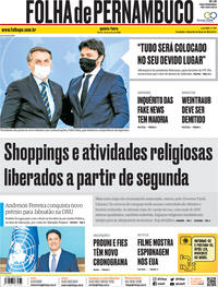 Capa do jornal Folha de Pernambuco 18/06/2020