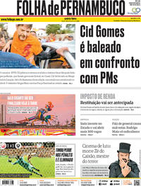 Capa do jornal Folha de Pernambuco 20/02/2020