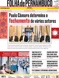 Capa do jornal Folha de Pernambuco 20/03/2020