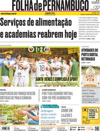 Capa do jornal Folha de Pernambuco 20/07/2020