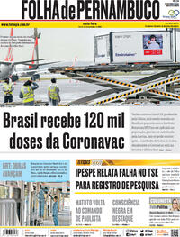 Capa do jornal Folha de Pernambuco 20/11/2020