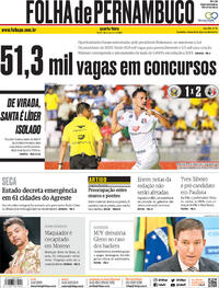Capa do jornal Folha de Pernambuco 22/01/2020