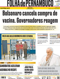 Capa do jornal Folha de Pernambuco 22/10/2020