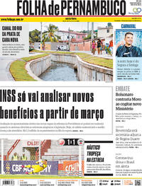 Capa do jornal Folha de Pernambuco 24/01/2020