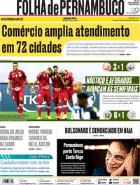 Capa do jornal Folha de Pernambuco 27/07/2020