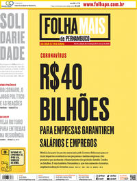 Capa do jornal Folha de Pernambuco 28/03/2020