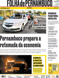 Capa do jornal Folha de Pernambuco 29/05/2020