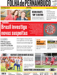 Capa do jornal Folha de Pernambuco 30/01/2020