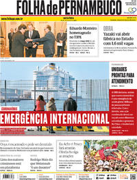 Capa do jornal Folha de Pernambuco 31/01/2020