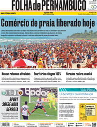 Capa do jornal Folha de Pernambuco 31/08/2020