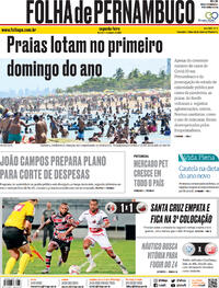 Capa do jornal Folha de Pernambuco 04/01/2021