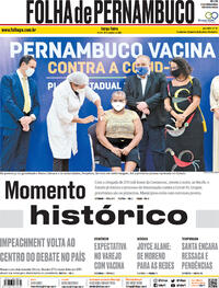 Capa do jornal Folha de Pernambuco 19/01/2021