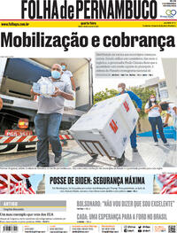 Capa do jornal Folha de Pernambuco 20/01/2021