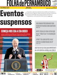 Capa do jornal Folha de Pernambuco 21/01/2021