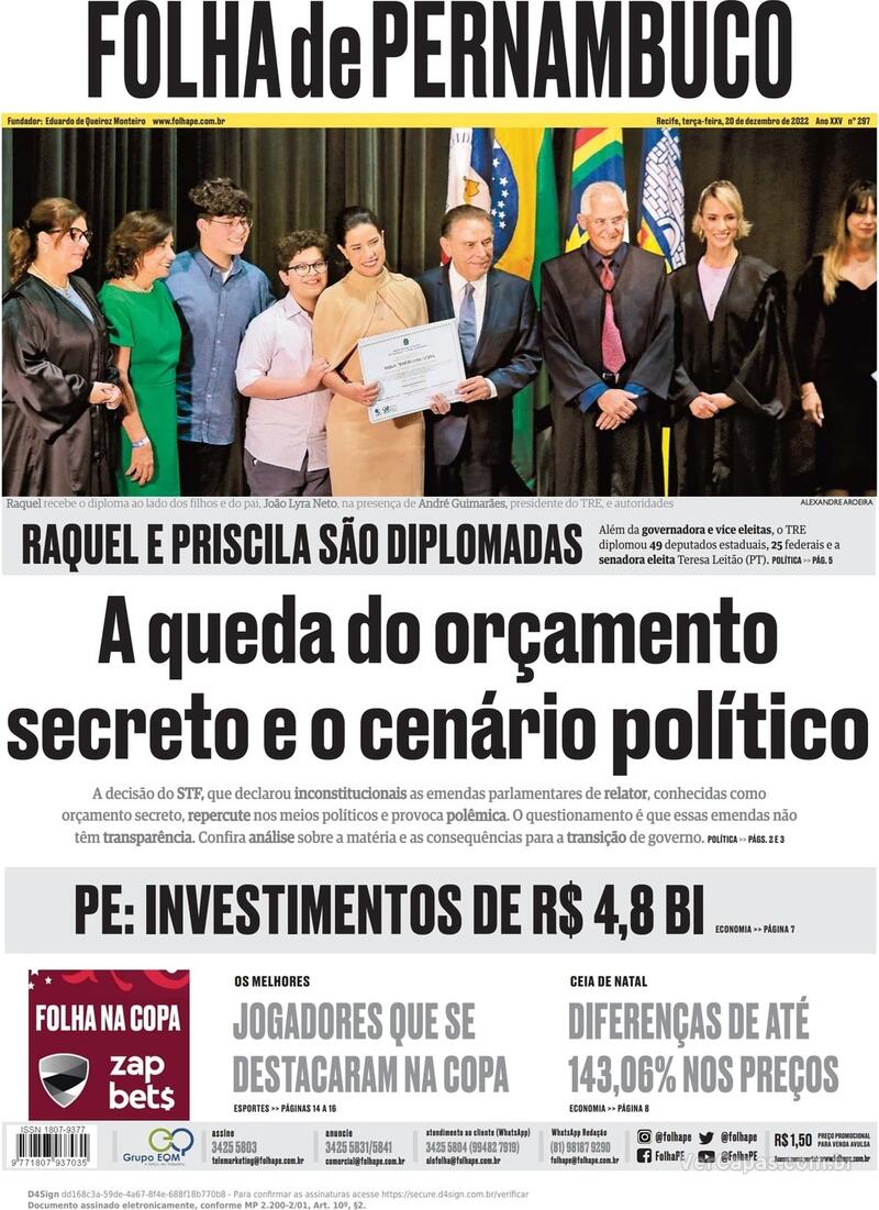 Capa Folha De Pernambuco Sexta28 De Outubro De 2022 5109