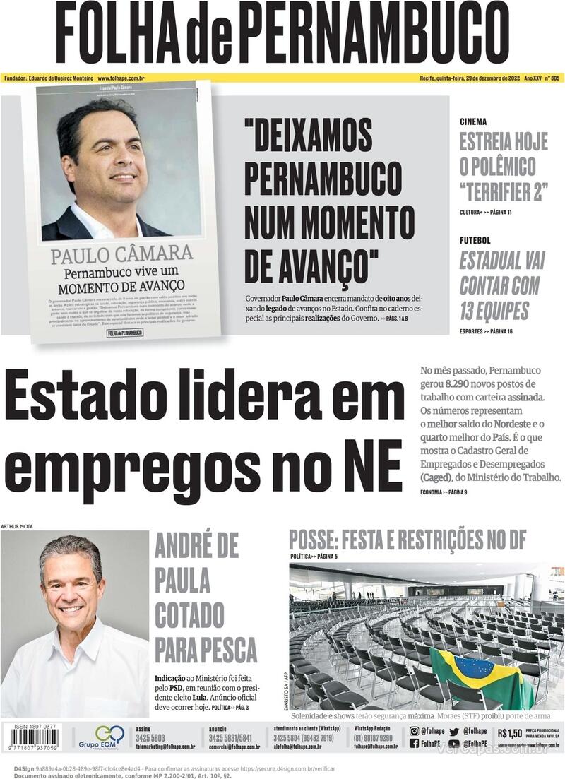 Capa Folha De Pernambuco Quarta,30 De Novembro De 2022