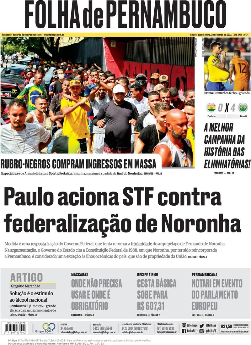 Capa Folha De Pernambuco Quinta 7 De Março De 2019 3679