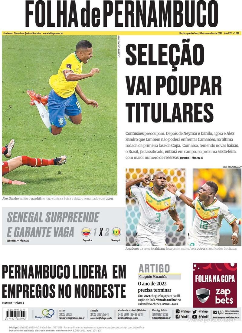 Capa Folha De Pernambuco Quinta20 De Outubro De 2022 7704