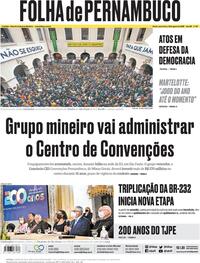Capa do jornal Folha de Pernambuco 12/08/2022