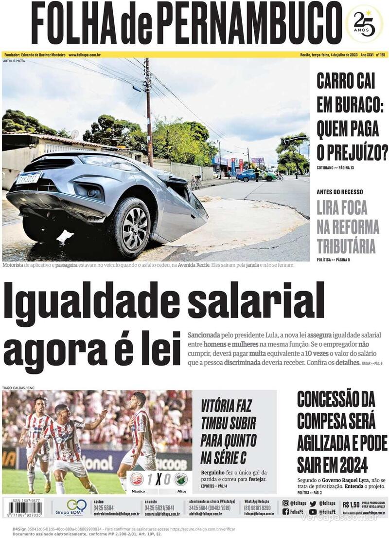 Capa Folha De Pernambuco Terça,18 De Abril De 2023